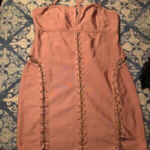 Plus Size Blush Pink Lace-Up Bodycon Dress – 3X